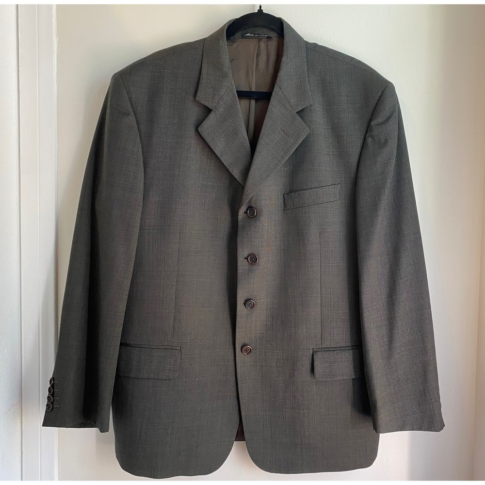 Giannetti Piero Arimondi Suit Jacket Men 44S Brown Micro Check Wool Italy Luxury